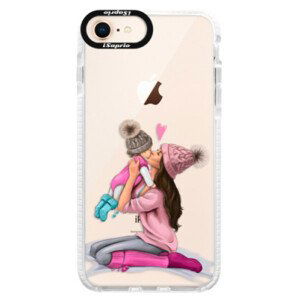 Silikonové pouzdro Bumper iSaprio - Kissing Mom - Brunette and Girl - iPhone 8