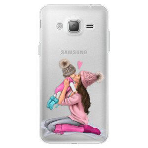 Plastové pouzdro iSaprio - Kissing Mom - Brunette and Girl - Samsung Galaxy J3