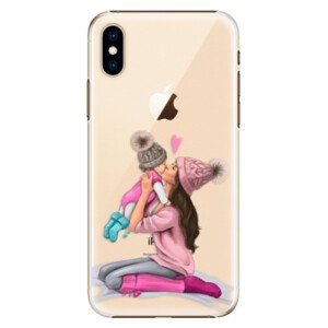 Plastové pouzdro iSaprio - Kissing Mom - Brunette and Girl - iPhone XS