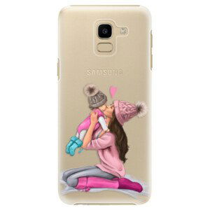 Plastové pouzdro iSaprio - Kissing Mom - Brunette and Girl - Samsung Galaxy J6