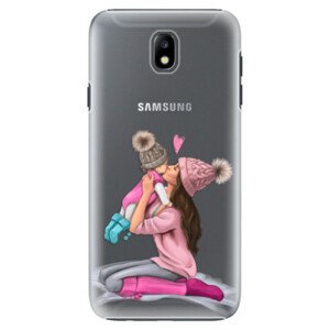 Plastové pouzdro iSaprio - Kissing Mom - Brunette and Girl - Samsung Galaxy J7 2017