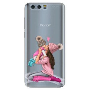 Silikonové pouzdro iSaprio - Kissing Mom - Brunette and Girl - Huawei Honor 9