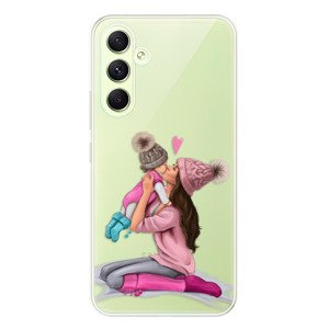 Odolné silikonové pouzdro iSaprio - Kissing Mom - Brunette and Girl - Samsung Galaxy A54 5G