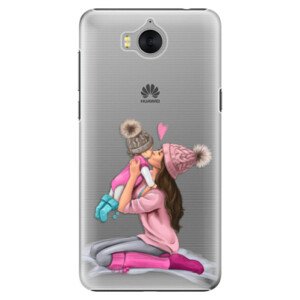 Plastové pouzdro iSaprio - Kissing Mom - Brunette and Girl - Huawei Y5 2017 / Y6 2017