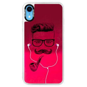 Neonové pouzdro Pink iSaprio - Man With Headphones 01 - iPhone XR