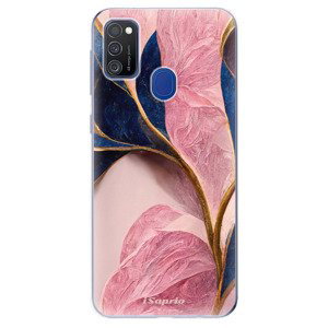 Odolné silikonové pouzdro iSaprio - Pink Blue Leaves - Samsung Galaxy M21