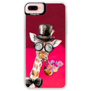 Neonové pouzdro Pink iSaprio - Sir Giraffe - iPhone 7 Plus