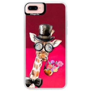 Neonové pouzdro Pink iSaprio - Sir Giraffe - iPhone 7 Plus