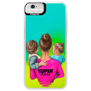 Neonové pouzdro Blue iSaprio - Super Mama - Boy and Girl - iPhone 6 Plus/6S Plus