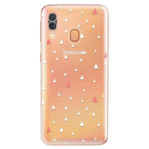 Odolné silikonové pouzdro iSaprio - Abstract Triangles 02 - white - Samsung Galaxy A40