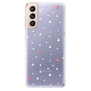 Odolné silikonové pouzdro iSaprio - Abstract Triangles 02 - white - Samsung Galaxy S21