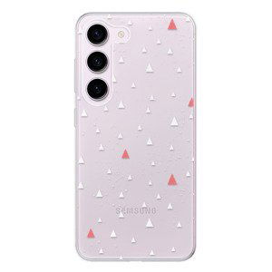 Odolné silikonové pouzdro iSaprio - Abstract Triangles 02 - white - Samsung Galaxy S23 5G