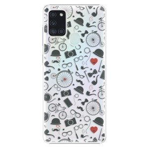 Plastové pouzdro iSaprio - Vintage Pattern 01 - black - Samsung Galaxy A21s