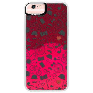 Neonové pouzdro Pink iSaprio - Vintage Pattern 01 - black - iPhone 6 Plus/6S Plus