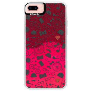 Neonové pouzdro Pink iSaprio - Vintage Pattern 01 - black - iPhone 7 Plus