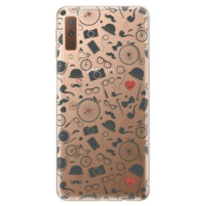 Odolné silikonové pouzdro iSaprio - Vintage Pattern 01 - black - Samsung Galaxy A7 (2018)