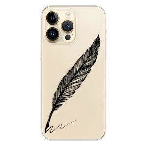 Odolné silikonové pouzdro iSaprio - Writing By Feather - black - iPhone 14 Pro Max