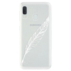 Odolné silikonové pouzdro iSaprio - Writing By Feather - white - Samsung Galaxy A20e