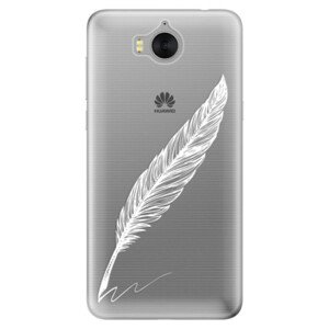 Odolné silikonové pouzdro iSaprio - Writing By Feather - white - Huawei Y5 2017 / Y6 2017