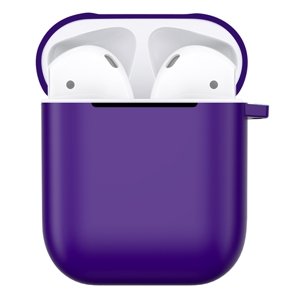 Matný plastový obal s karabinou pro Airpods - fialová