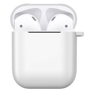 Matný plastový obal s karabinou pro Airpods - bílá