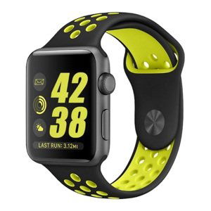 eses Silikonový řemínek pro Apple Watch - Černo žlutý, S/M/L, 38mm/40mm/41mm