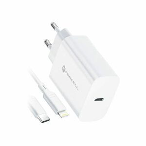 Forcell napájecí nabíječka s konektorem USB-C a kabelem Lightning, 3A, 20W s funkcí nabíjení PD a QC 4.0, 1,2 m