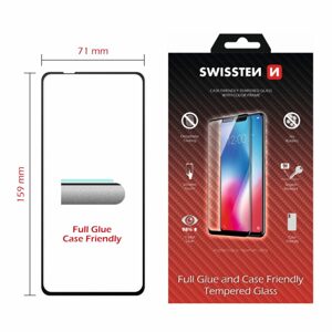 Swissten Full Glue, Color frame, Case friendly, Ochranné tvrzené sklo, Samsung Galaxy A21S, černé