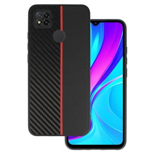 Tel Protect CARBON pouzdro pro Xiaomi Redmi 9C black s červeným pruhem