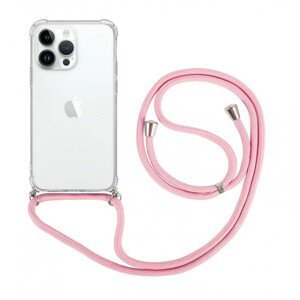 Kryt TopQ iPhone 15 Pro s růžovou šňůrkou průhledný 105215 (pouzdro neboli obal na mobil iPhone 15 Pro)