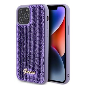 Zadní kryt Guess Sequin Script Logo pro iPhone 12 - 12 Pro Purple