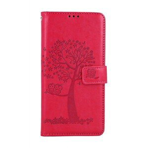 Pouzdro TopQ Xiaomi Redmi Note 12S knížkové Tmavě růžový strom sovičky 106878 (obal neboli kryt na mobil Xiaomi Redmi Note 12S)