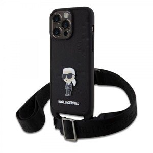 Karl Lagerfeld Saffiano Crossbody Metal Ikonik Zadní Kryt pro iPhone 15 Pro Max Black