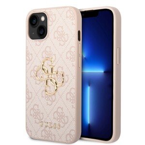 Guess PU 4G Metal Logo Zadní Kryt pro iPhone 15 Plus Pink