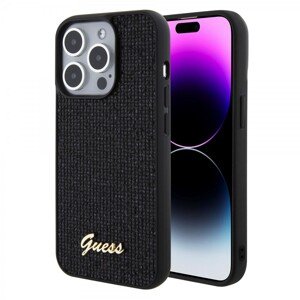 Guess PU Square Mirror Script Logo Zadní Kryt pro iPhone 15 Pro Black