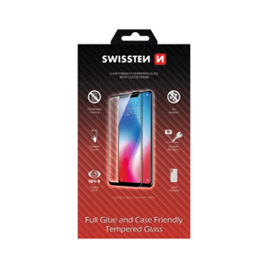 Tvrzené sklo Swissten full glue, color frame, case friendly pro iPhone 15 Pro Max černé