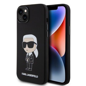 Karl Lagerfeld Liquid Silicone Ikonik NFT Zadní Kryt pro iPhone 15 Plus Black