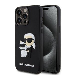 Karl Lagerfeld 3D Rubber Karl and Choupette Zadní Kryt pro iPhone 14 Pro Max Black