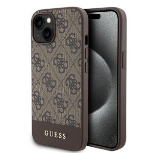 Guess PU 4G Stripe MagSafe Zadní Kryt pro iPhone 15 Brown