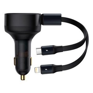 Rychlonabíječka Baseus Enjoyment (CGTX000001) 2v1 vysouvací USB-C + Lightning 30W černá