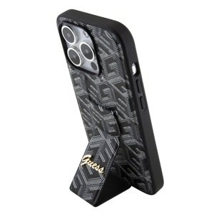 Guess PU Grip Stand G Cube Zadní Kryt pro iPhone 15 Pro Black