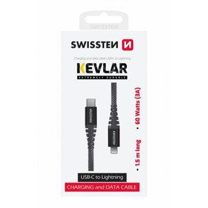 Datový kabel swissten kevlar usb-c / lightning 1,5 m antracit