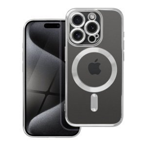 Kryt TopQ Electro iPhone 15 Pro MagSafe se stříbrným rámečkem 115602 (pouzdro neboli obal na mobil iPhone 15 Pro)