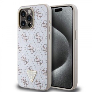 Guess PU Leather 4G Triangle Metal Logo Zadní Kryt pro iPhone 15 Pro Max White