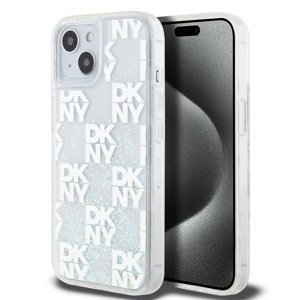 Zadní Kryt DKNY Liquid Glitter Checkered Pattern pro iPhone 15 Transparent