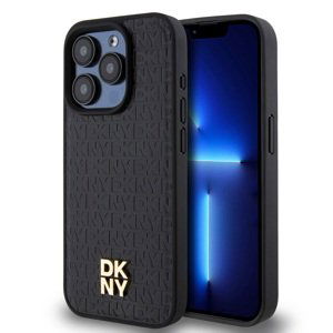 Zadní Kryt DKNY PU Leather Repeat Pattern Stack Logo Magsafe pro iPhone 15 Pro Max Black