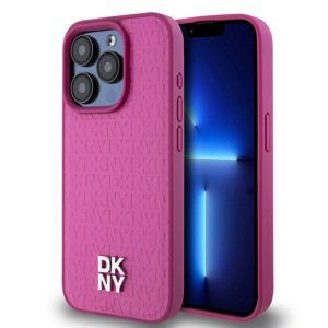 Zadní Kryt DKNY PU Leather Repeat Pattern Stack Logo Magsafe pro iPhone 15 Pro Max Pink