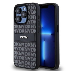 Zadní Kryt DKNY PU Leather Repeat Pattern Tonal Stripe pro iPhone 14 Pro Max Black