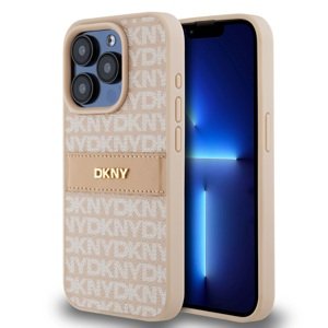 Zadní Kryt DKNY PU Leather Repeat Pattern Tonal Stripe pro iPhone 14 Pro Pink