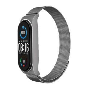 Kovový řemínek TopQ Metal pro Xiaomi Mi Band 5-6 stříbrný 123342